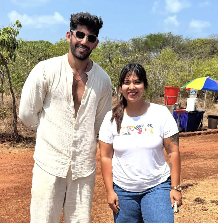 Mehreen with celebrity client on shoot in Goa